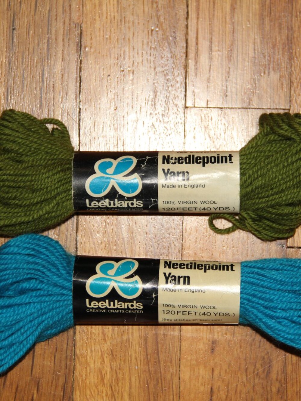 2 Skeins Lee Wards Virgin Wool Needlepoint Yarn
